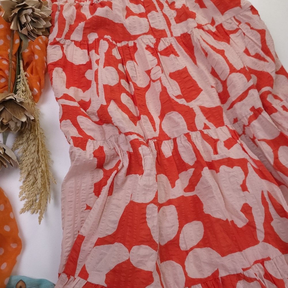 Nordstrom Christina Martinez Red & White Tie-Shoulder Sundress Sz M - Picture 7 of 11